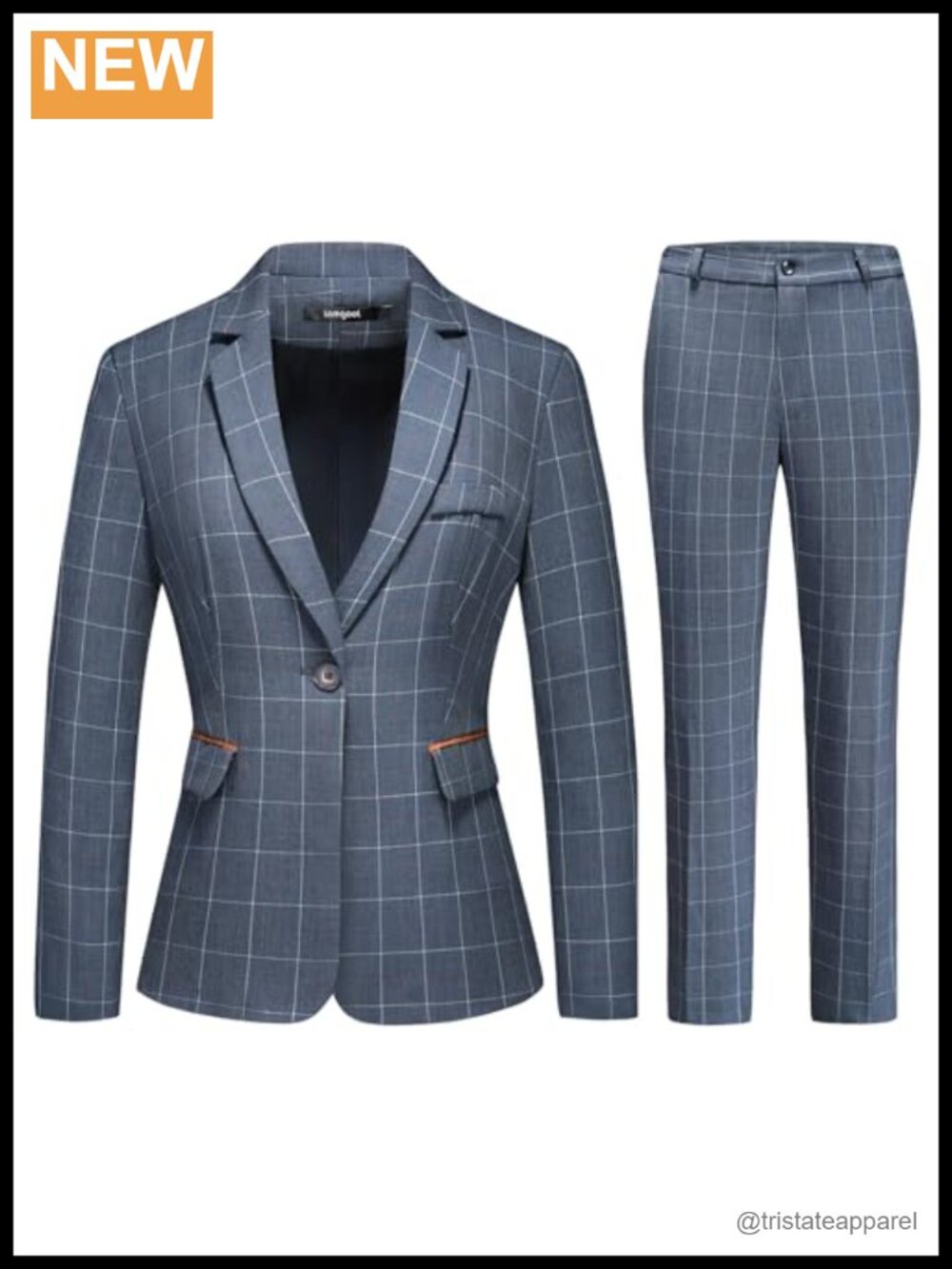 Lamgool Women's 2 Piece Plaid Suit Blazer Jacket Pant Set Business Professional